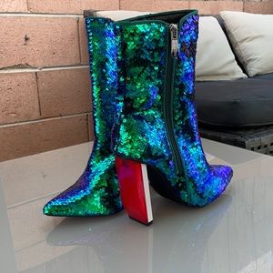 Cape Robbin reflector mermaid sequin boot 6.5
